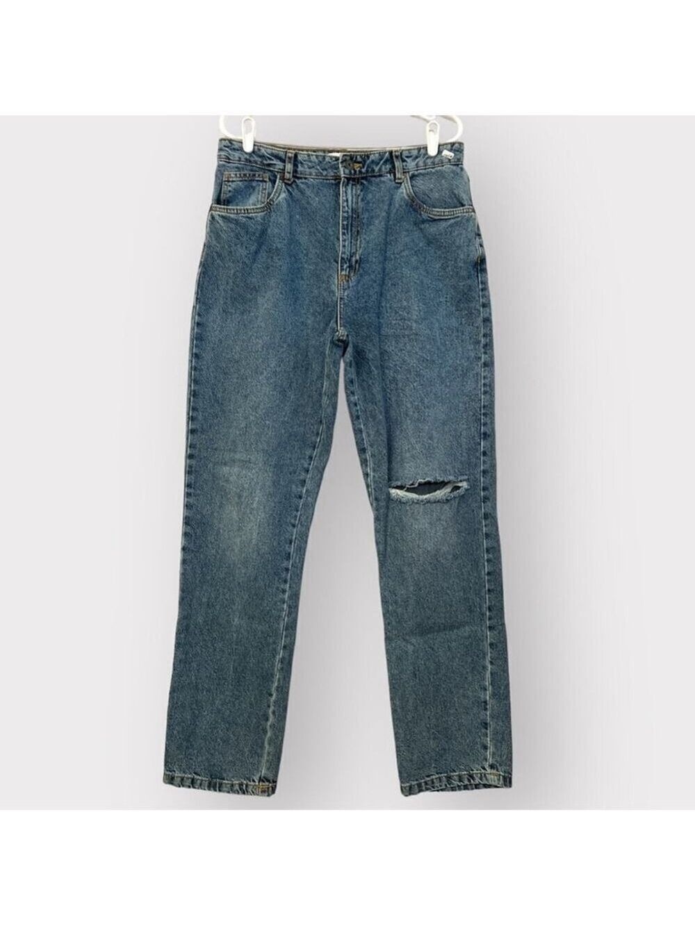 Cotton:On NEW Distressed Acid Wash High Rise Denim Pants Womens 10 Blue Jeans